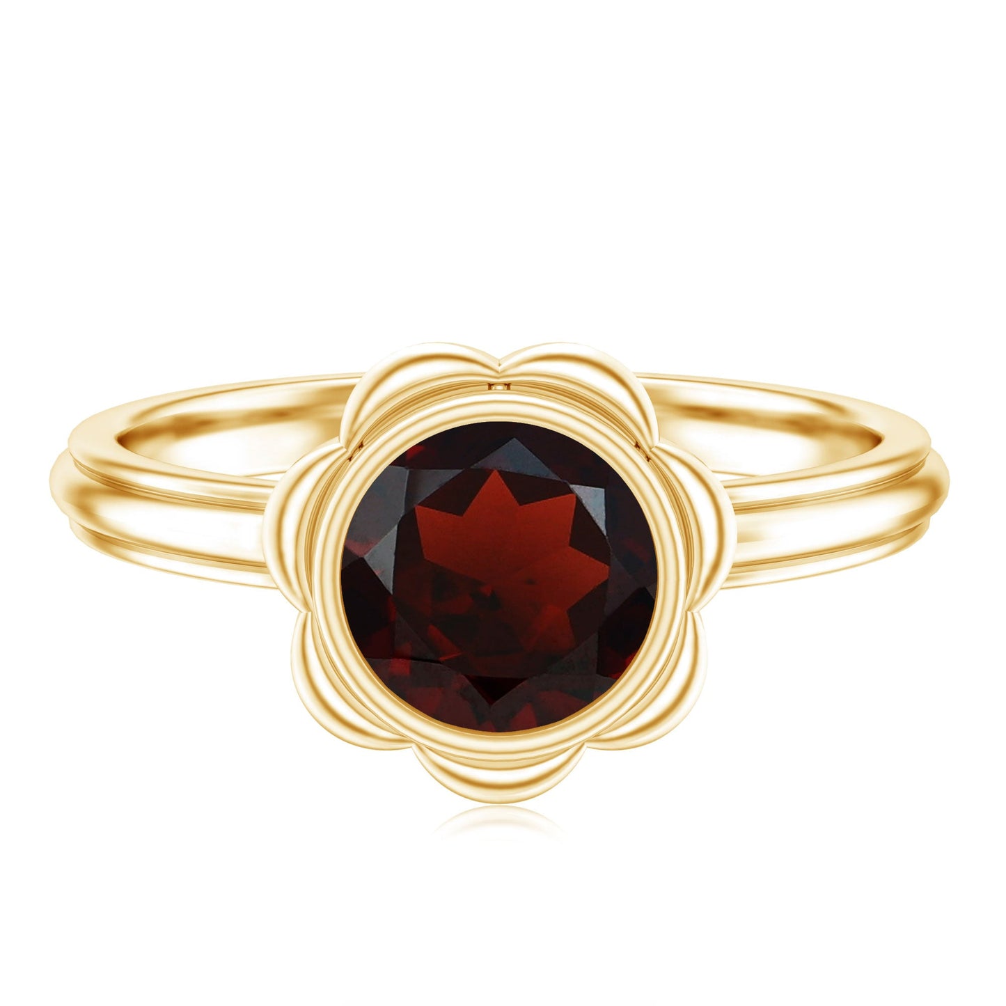 1.7 Carat Round Cut Garnet Flower Engagement Ring for Women