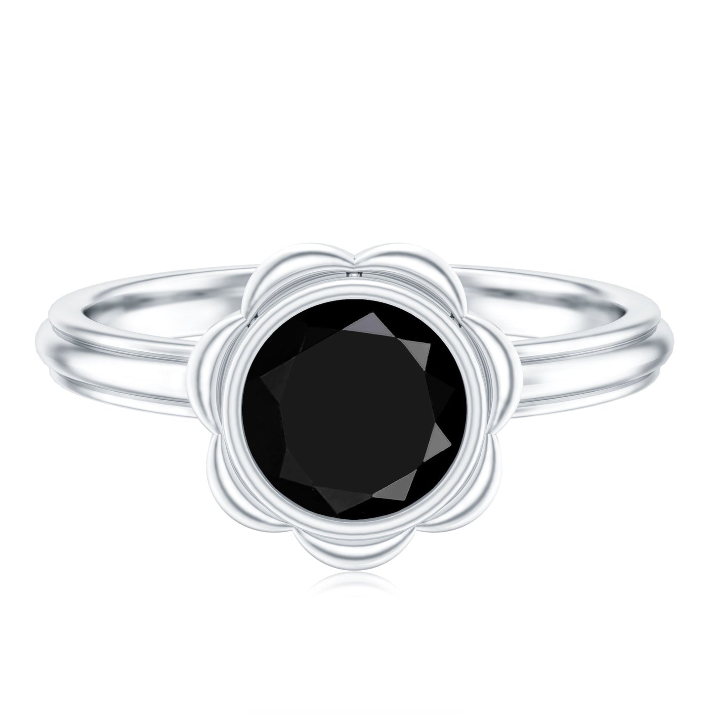 1.5 Carat Lab Grown Black Diamond Flower Engagement Ring