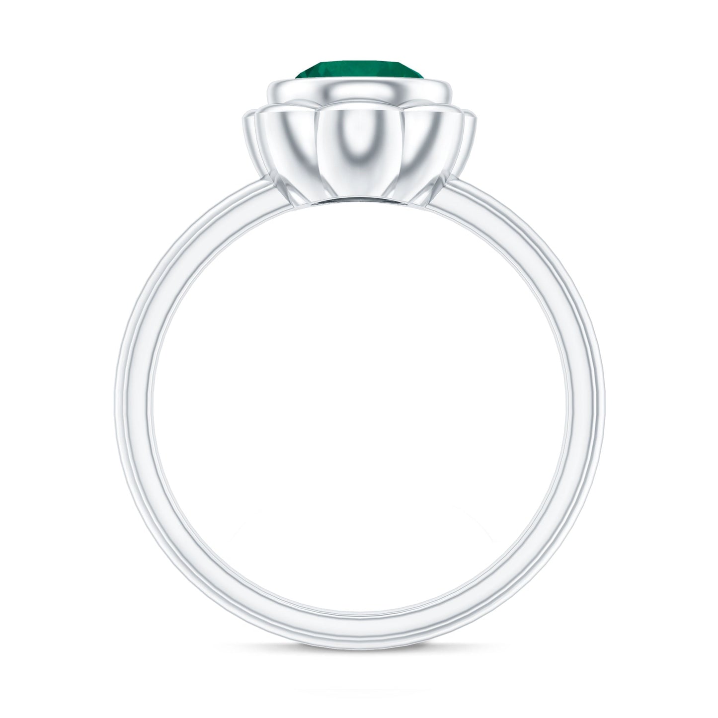 Bezel Set Lab Created Emerald Solitaire Engagement Ring