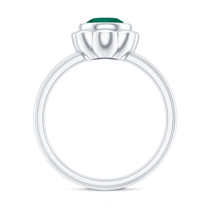 Bezel Set Lab Created Emerald Solitaire Engagement Ring