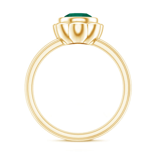 Bezel Set Lab Created Emerald Solitaire Engagement Ring