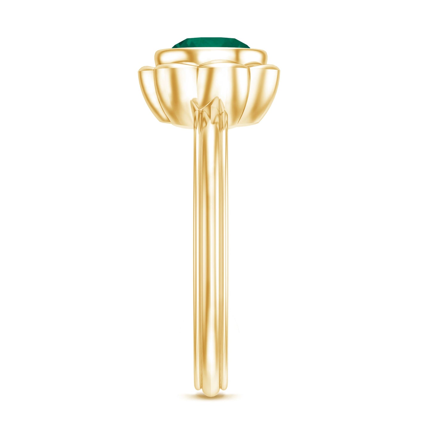 Bezel Set Lab Created Emerald Solitaire Engagement Ring