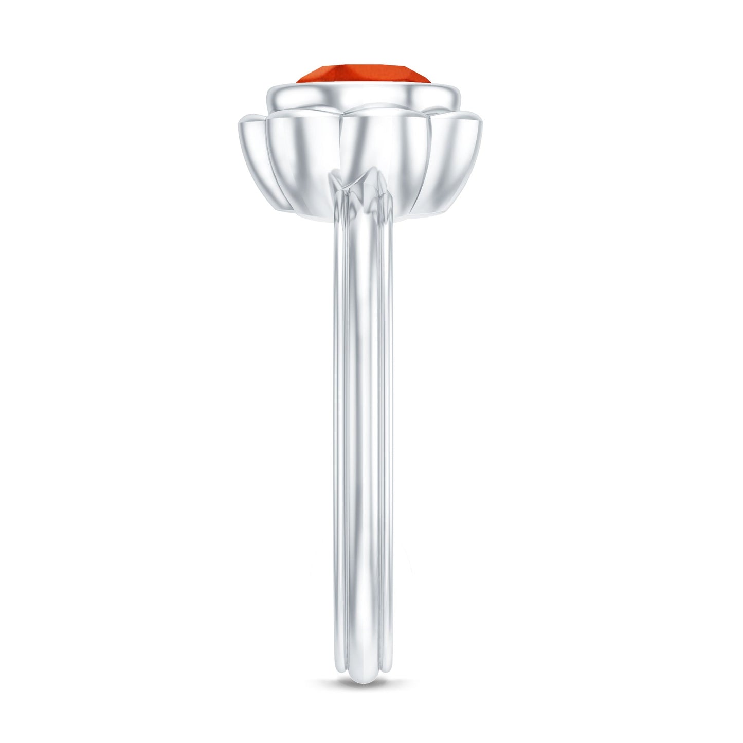 1.5 Carat Lab Grown Orange Sapphire Bezel Set Engagement Ring