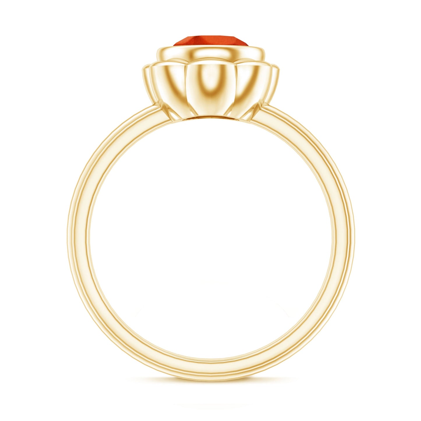 1.5 Carat Lab Grown Orange Sapphire Bezel Set Engagement Ring