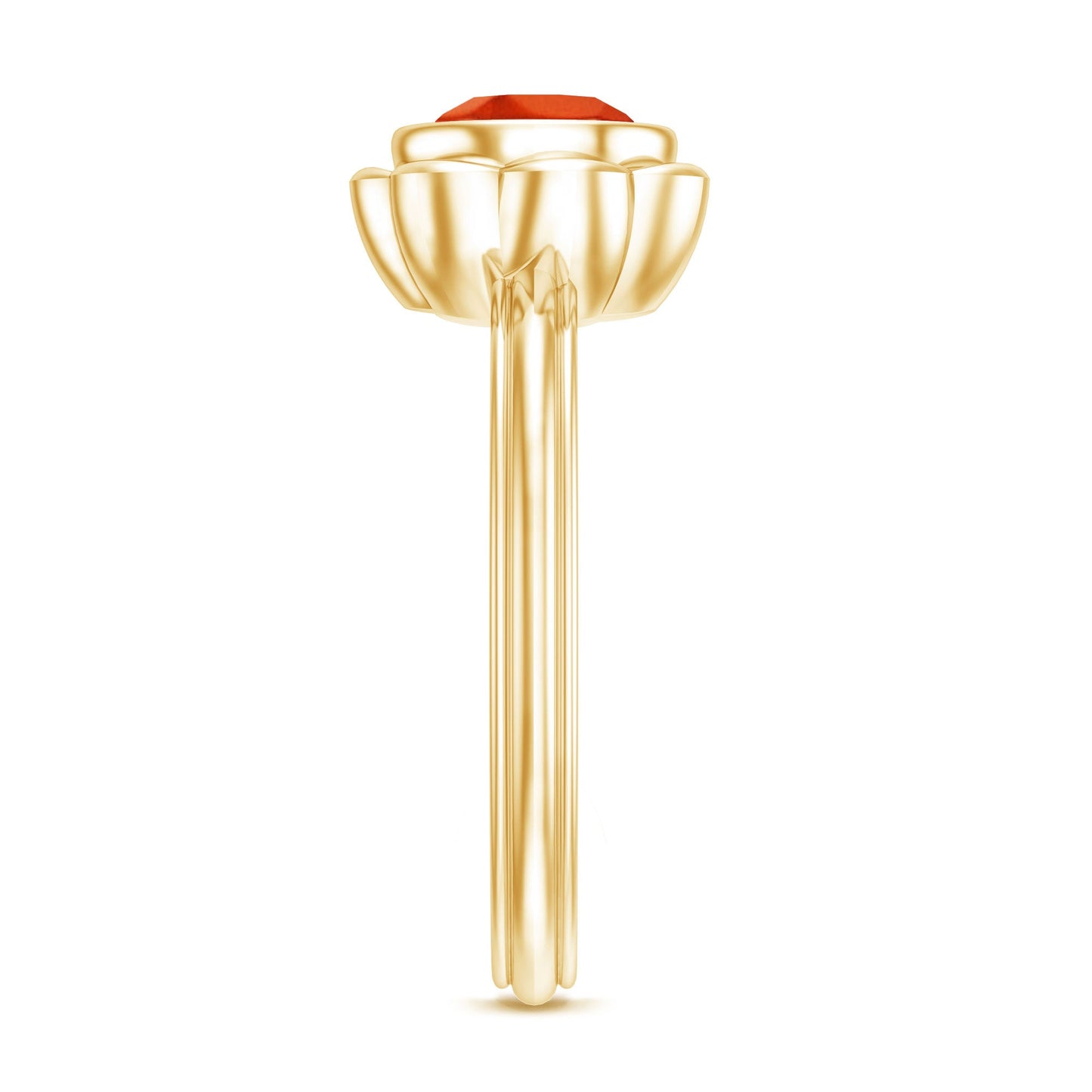 1.5 Carat Lab Grown Orange Sapphire Bezel Set Engagement Ring