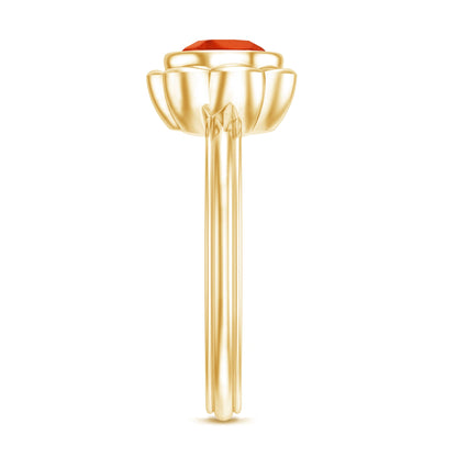 1.5 Carat Lab Grown Orange Sapphire Bezel Set Engagement Ring