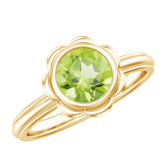 Bezel Set 1.2 Carat Peridot Engagement Ring for Women