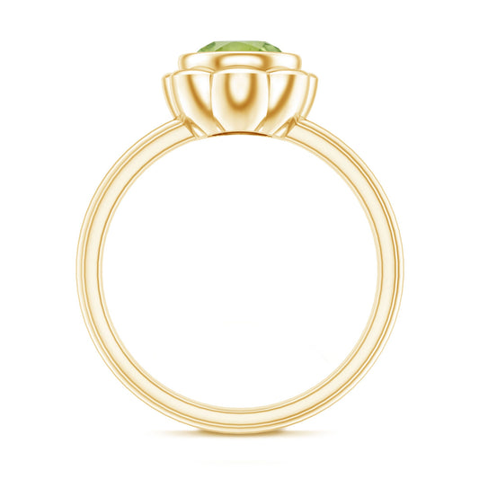 Bezel Set 1.2 Carat Peridot Engagement Ring for Women