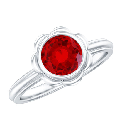 1.3 Carat Lab Grown Ruby Flower Engagement Ring
