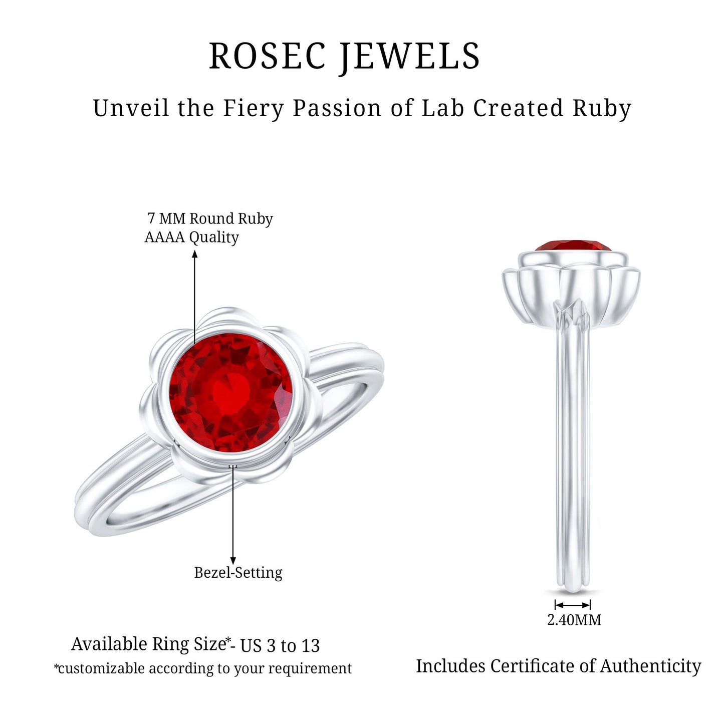1.3 Carat Lab Grown Ruby Flower Engagement Ring