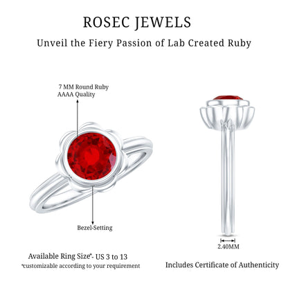 1.3 Carat Lab Grown Ruby Flower Engagement Ring