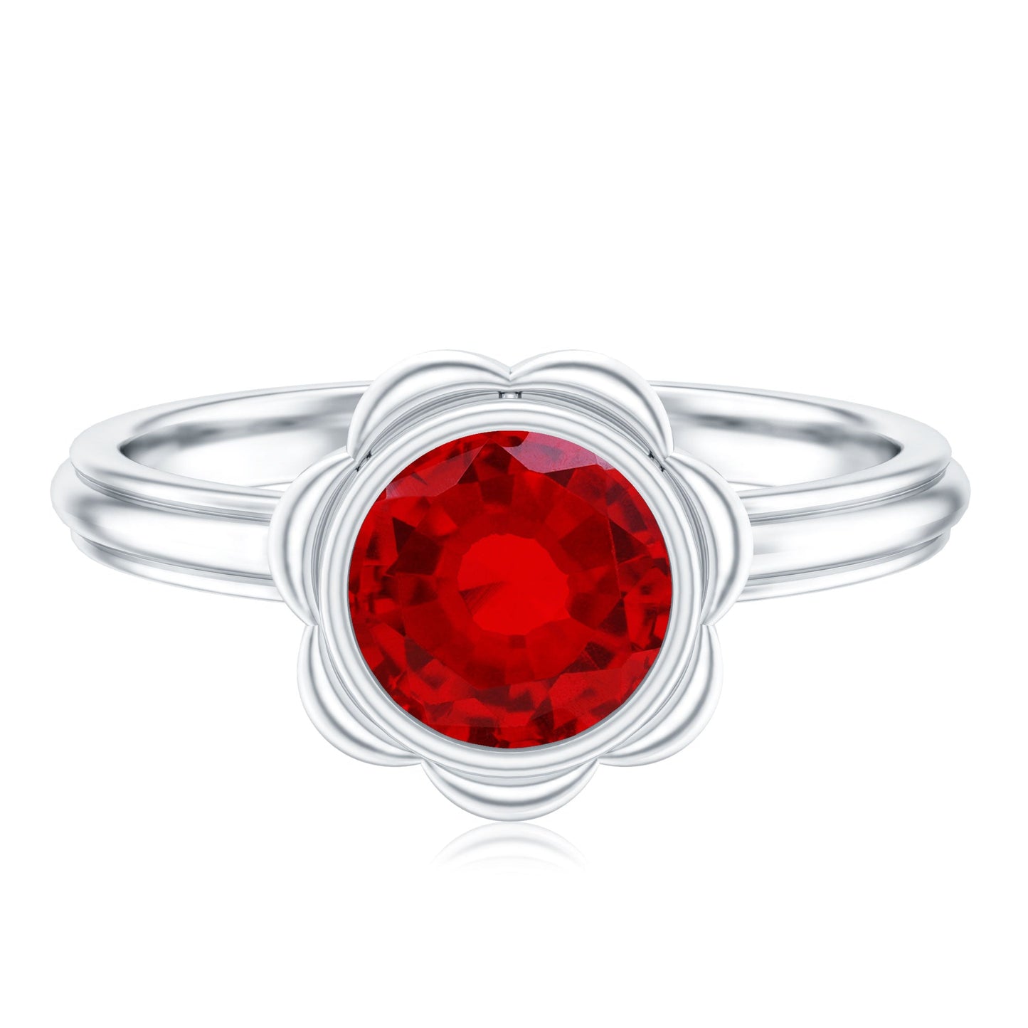 1.3 Carat Lab Grown Ruby Flower Engagement Ring