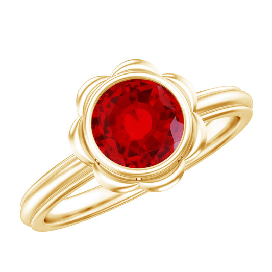 1.3 Carat Lab Grown Ruby Flower Engagement Ring