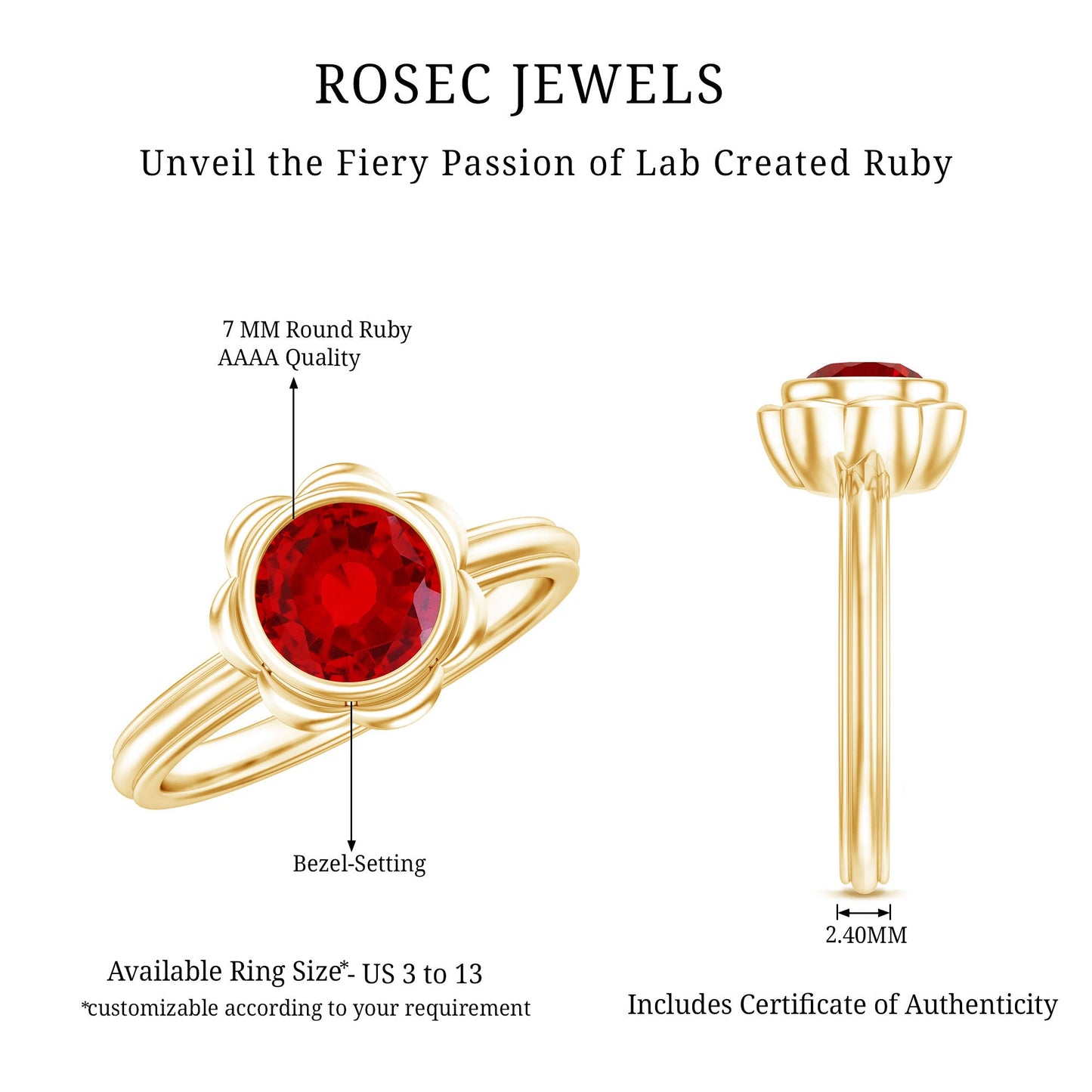 1.3 Carat Lab Grown Ruby Flower Engagement Ring