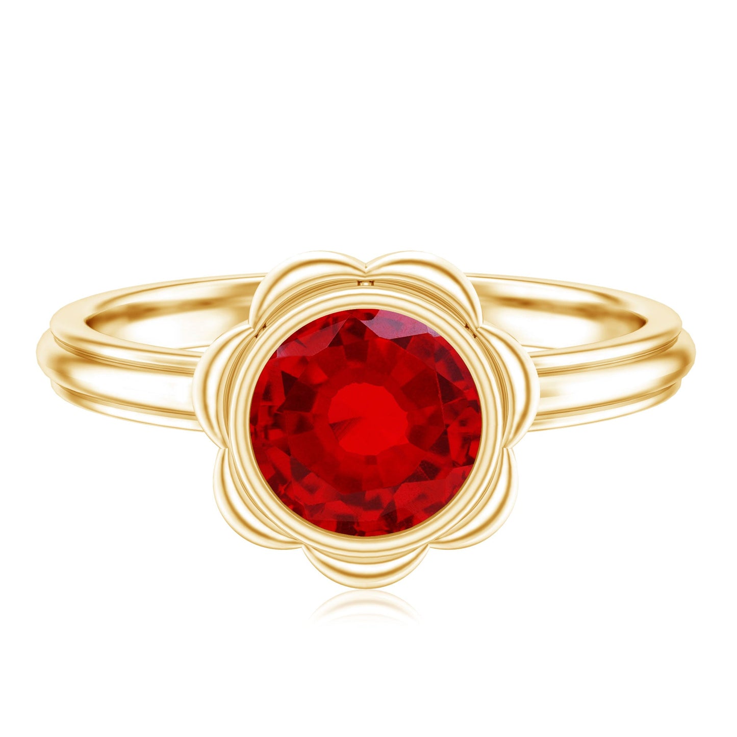 1.3 Carat Lab Grown Ruby Flower Engagement Ring