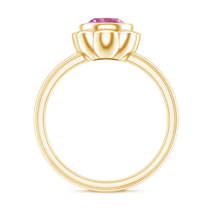 1 Carat Round Pink Tourmaline Flower Engagement Ring