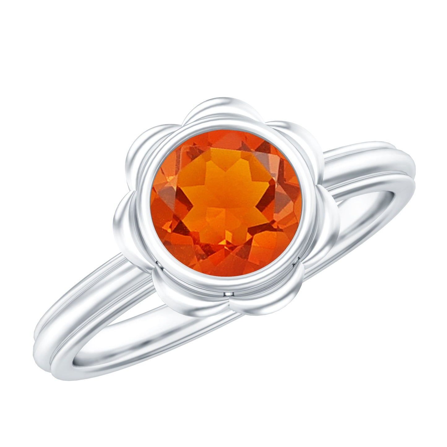 1.5 Carat Real Fire Opal Flower Engagement Ring