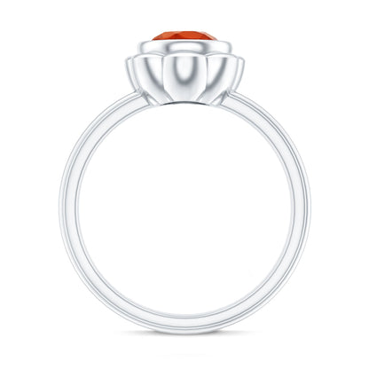 1.5 Carat Real Fire Opal Flower Engagement Ring