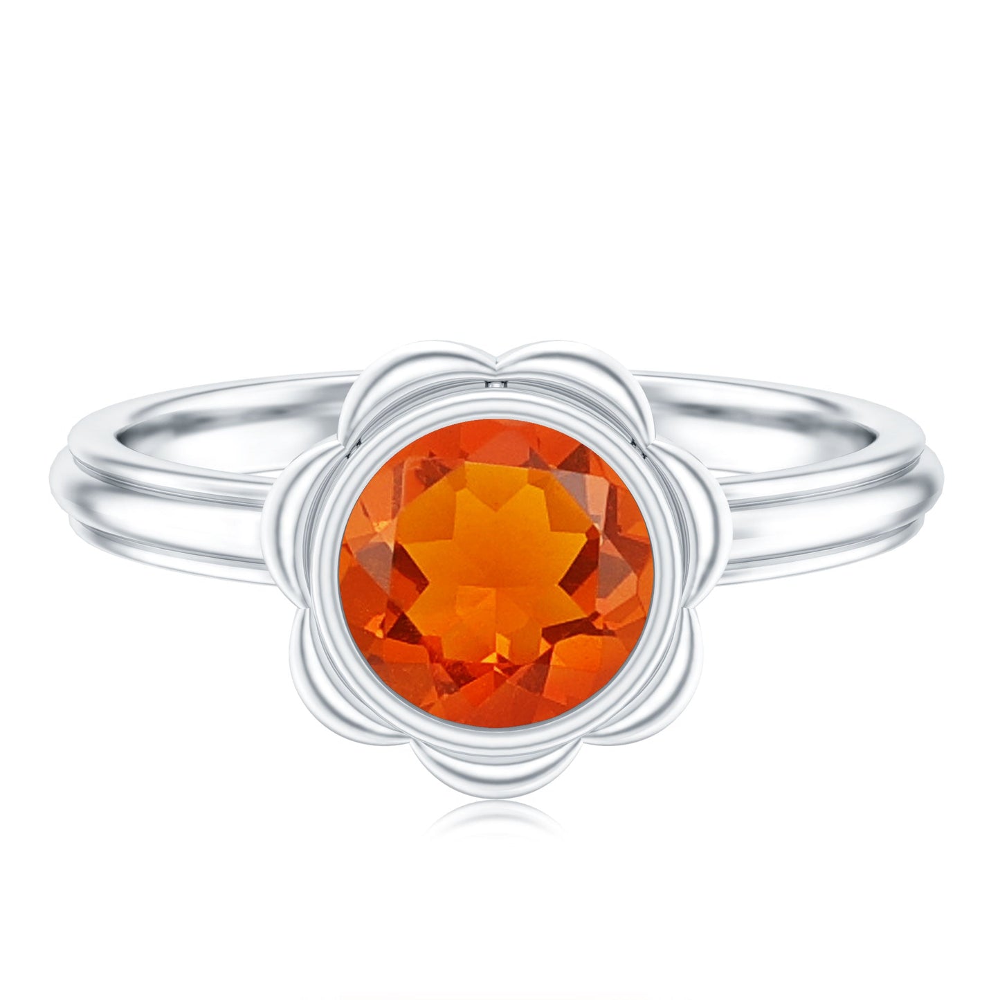 1.5 Carat Real Fire Opal Flower Engagement Ring