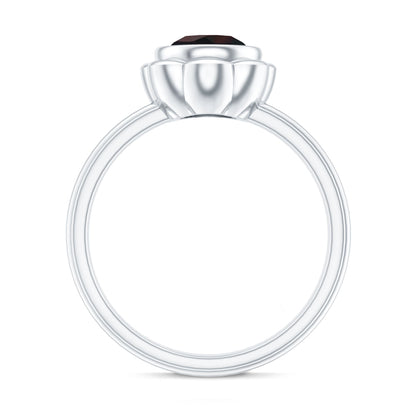 1.5 Carat Round Cut Black Opal Solitaire Engagement Ring in Bezel Setting