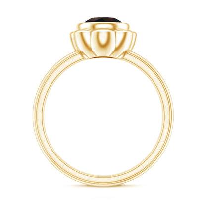 1.5 Carat Round Cut Black Opal Solitaire Engagement Ring in Bezel Setting