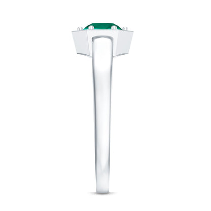 Certified 0.8 Carat Lab Created Emerald Solitaire Engagement Ring