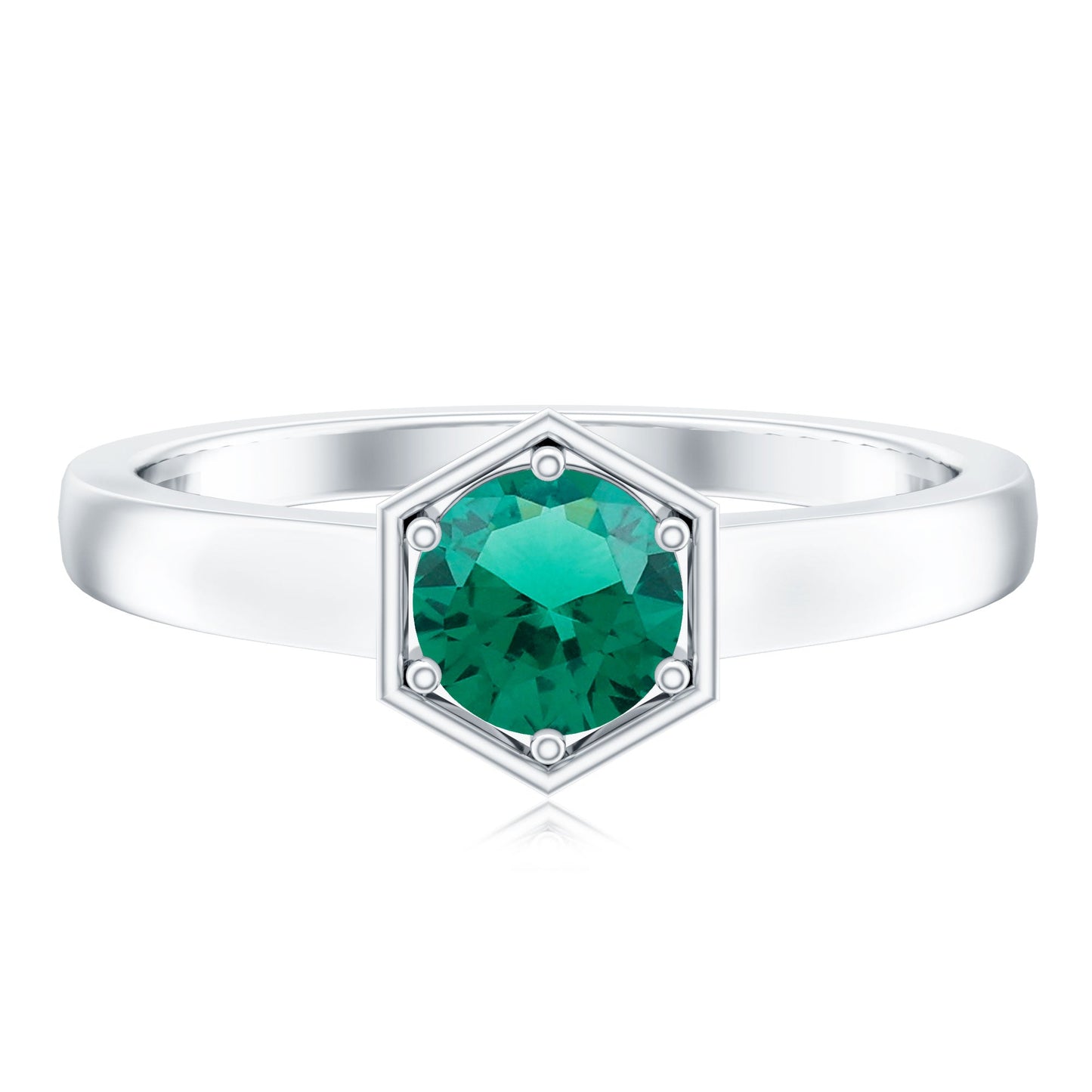 Certified 0.8 Carat Lab Created Emerald Solitaire Engagement Ring