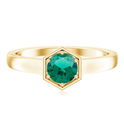 Certified 0.8 Carat Lab Created Emerald Solitaire Engagement Ring