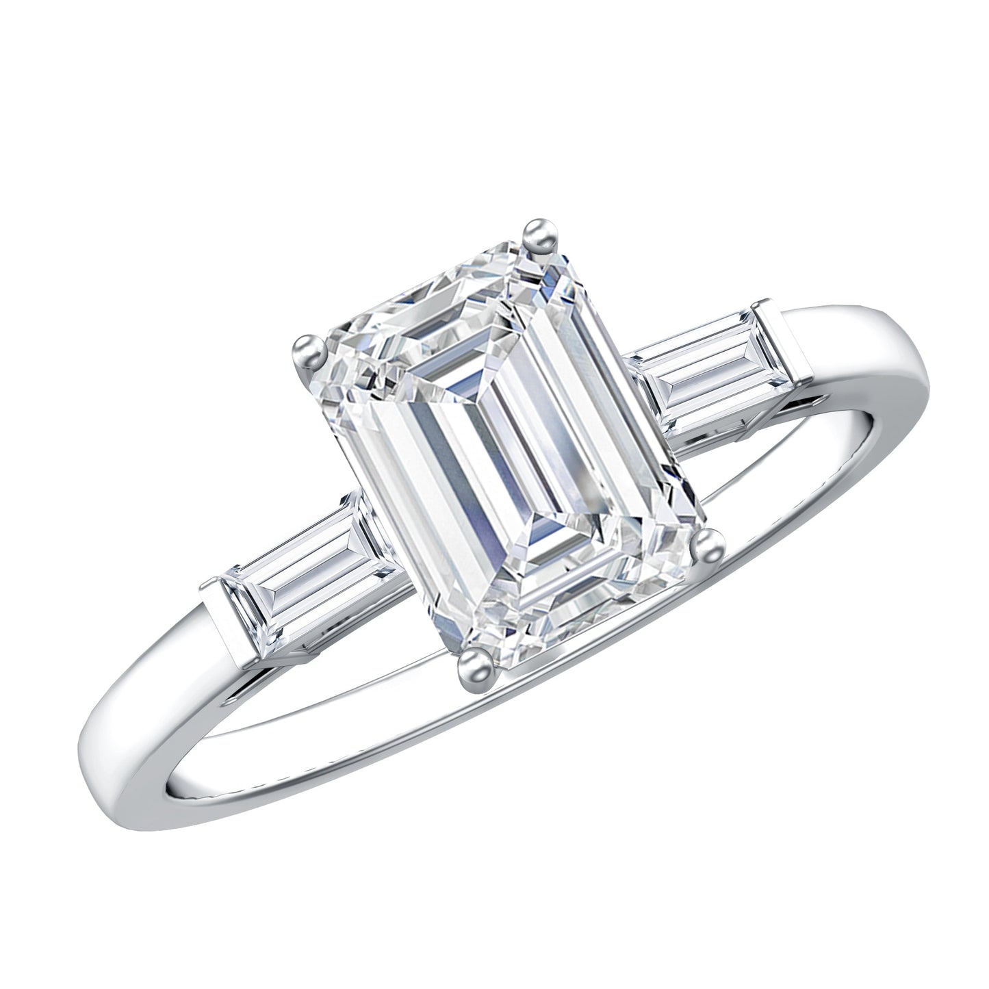 2 CT Lab Grown Diamond Emerald Cut Engagement Ring