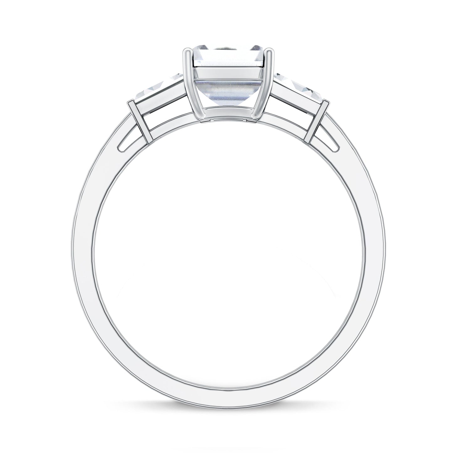 2 CT Lab Grown Diamond Emerald Cut Engagement Ring