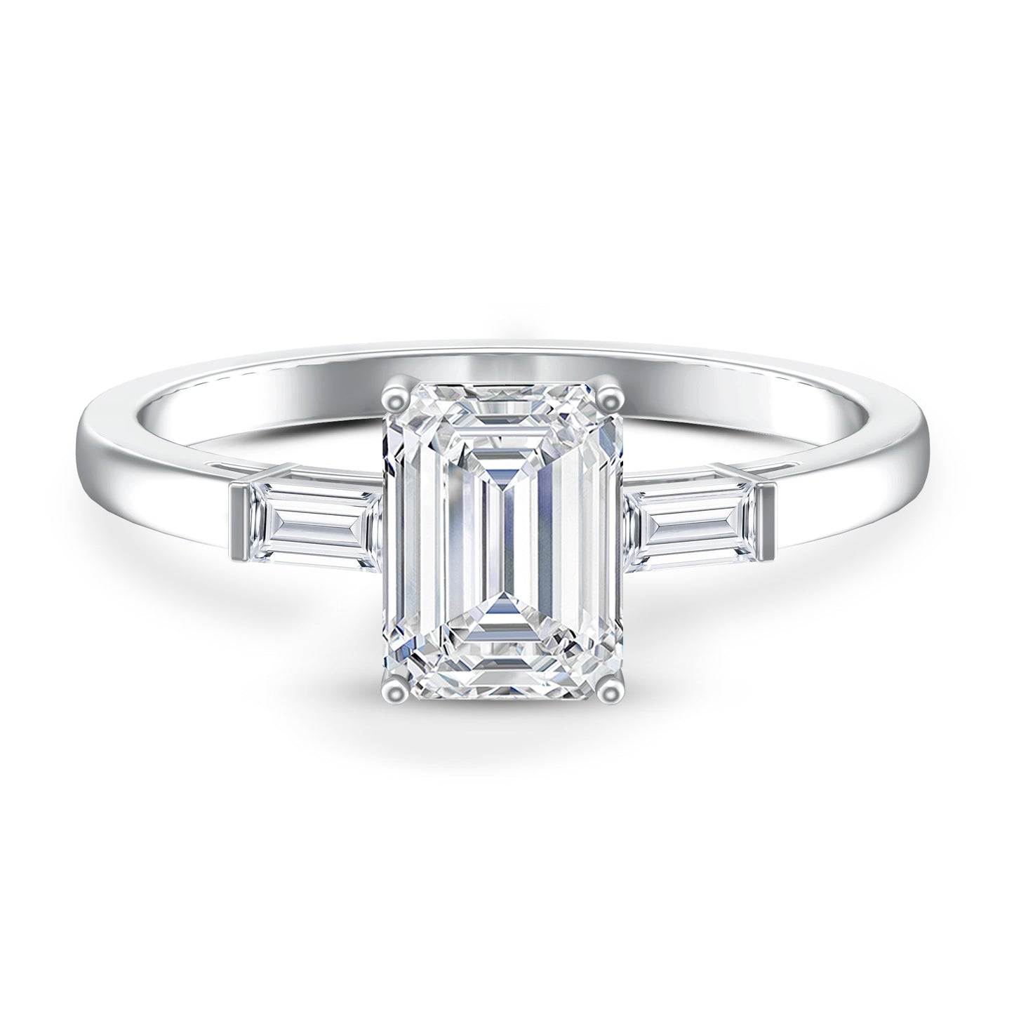 2 CT Lab Grown Diamond Emerald Cut Engagement Ring
