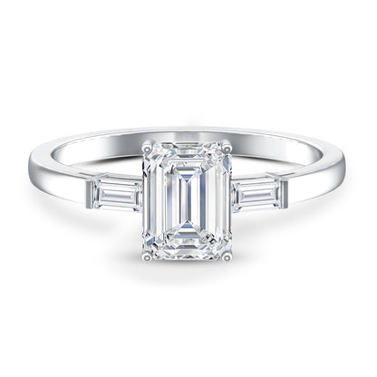 2 CT Lab Grown Diamond Emerald Cut Engagement Ring