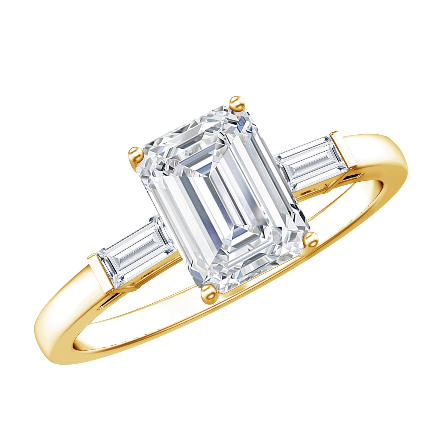 2 CT Lab Grown Diamond Emerald Cut Engagement Ring