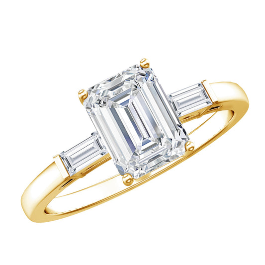 2 CT Lab Grown Diamond Emerald Cut Engagement Ring