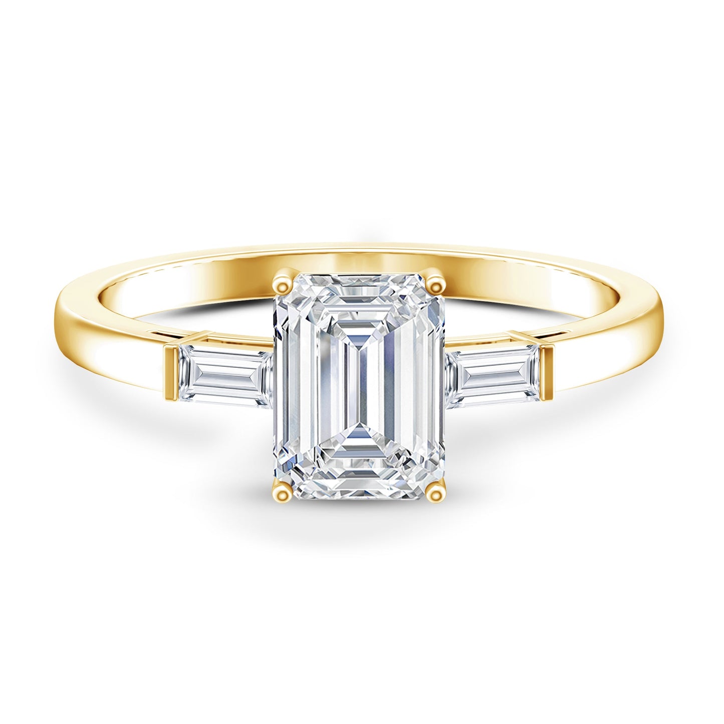 2 CT Lab Grown Diamond Emerald Cut Engagement Ring
