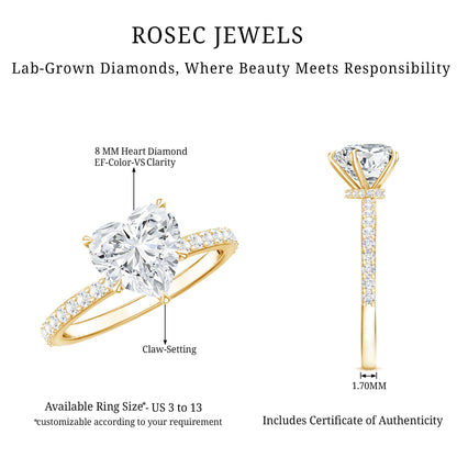 2 Carat Lab Grown Diamond Heart Engagement Ring for Her