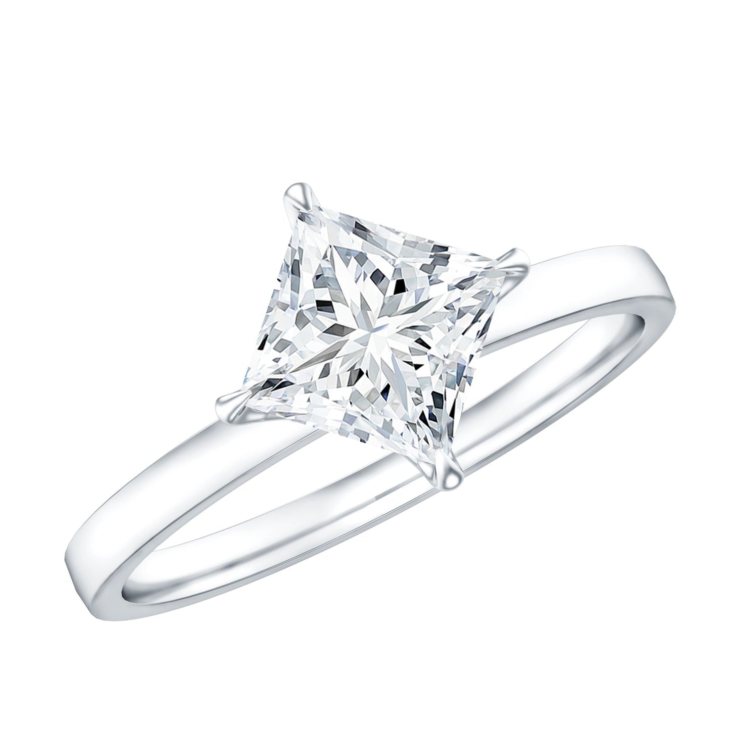 1.25 CT Princess Cut Lab Grown Diamond Solitaire Engagement Ring