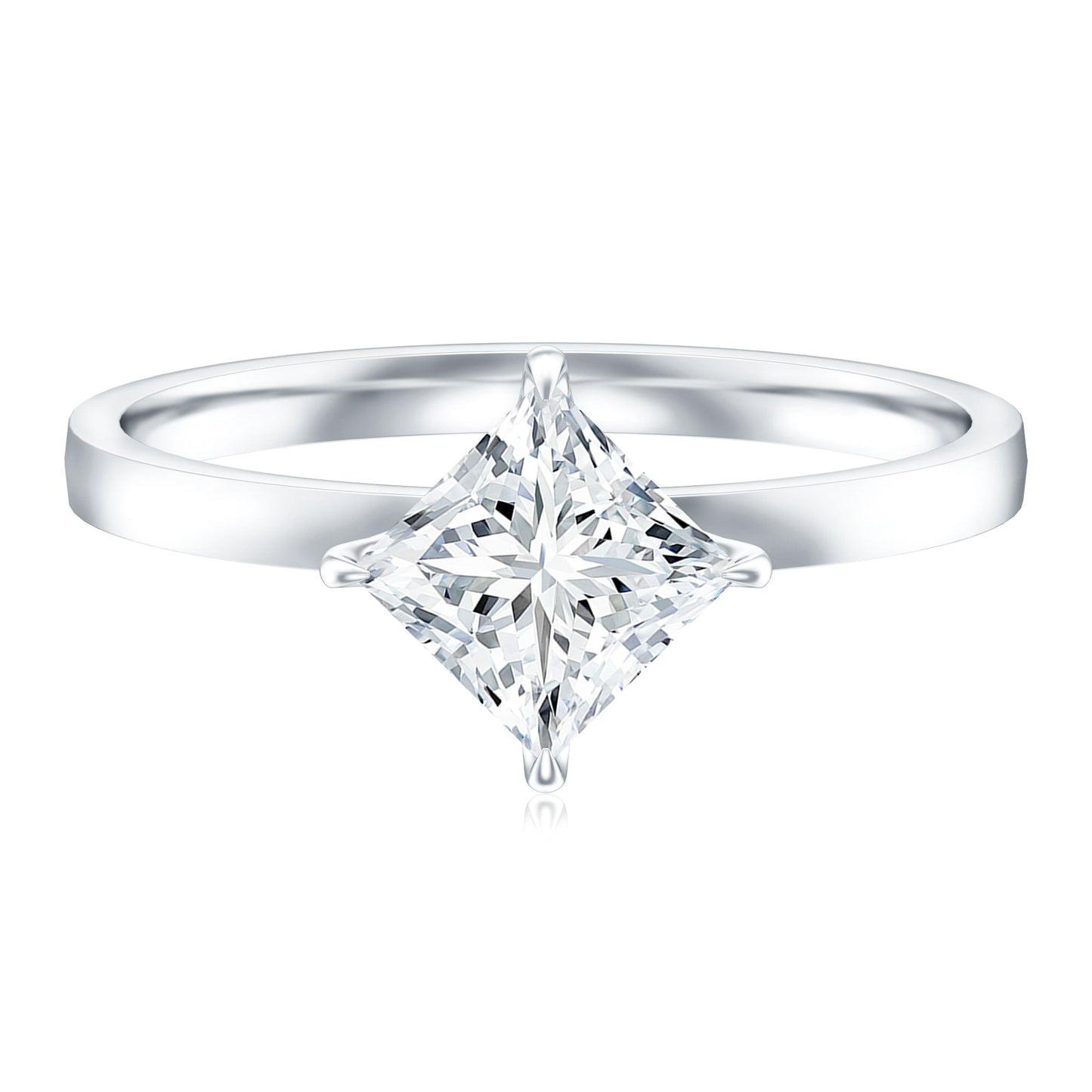 1.25 CT Princess Cut Lab Grown Diamond Solitaire Engagement Ring