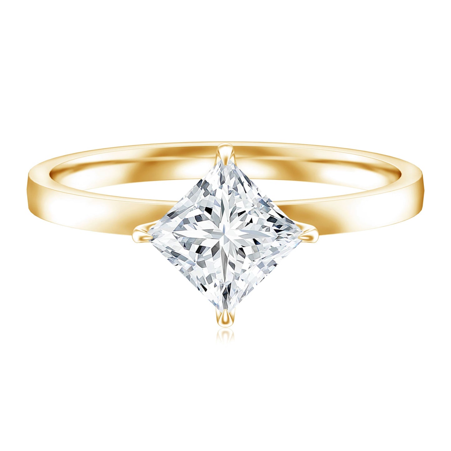 1.25 CT Princess Cut Lab Grown Diamond Solitaire Engagement Ring