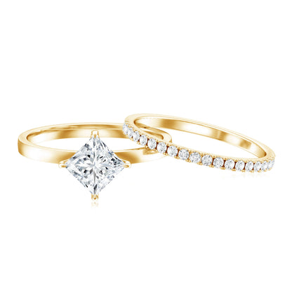 Princess Cut Lab Grown Diamond Ring With Wedding Band