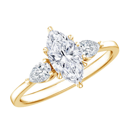 Certified Lab Grown Diamond Three Stone Engagement Ring for Women