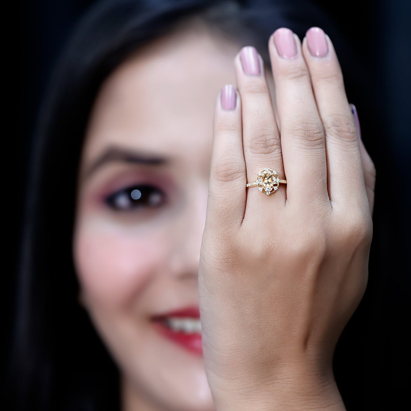 Vintage Inspired Morganite Engagement Ring with Diamonds