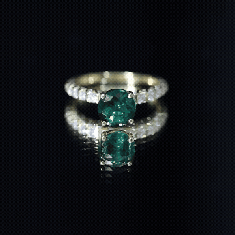 Womens Lab Grown Emerald Engagement Ring with Diamonds