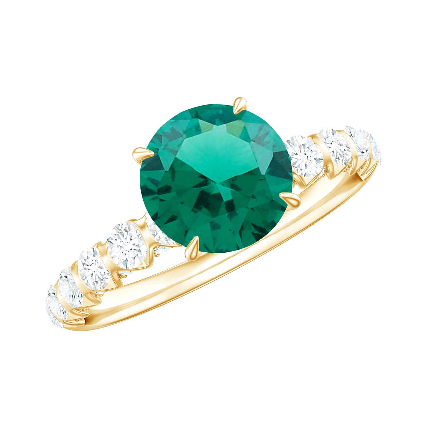 Womens Lab Grown Emerald Engagement Ring with Diamonds
