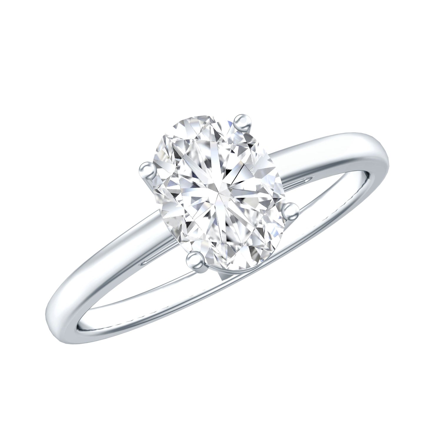 Certified 6X8mm Solitaire Moissanite Oval Engagement Ring