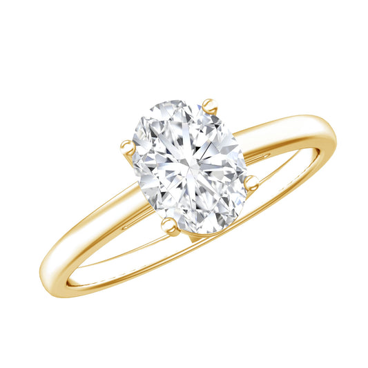 Certified 6X8mm Solitaire Moissanite Oval Engagement Ring
