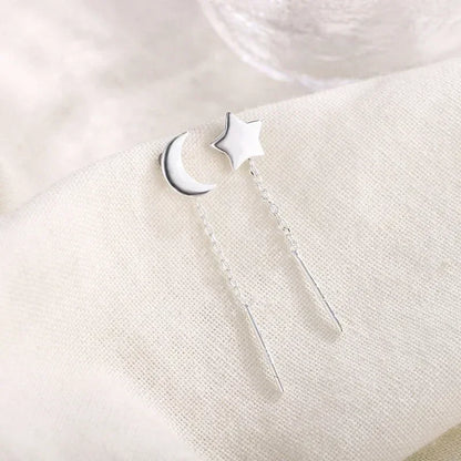 925 Silver Earring For Women Long Tassel Earrings Ear Line pendientes Fashion Zircon Star Drop Earrings