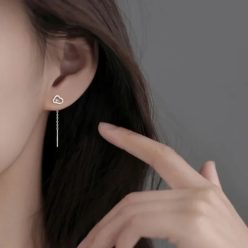 925 Silver Earring For Women Long Tassel Earrings Ear Line pendientes Fashion Zircon Star Drop Earrings