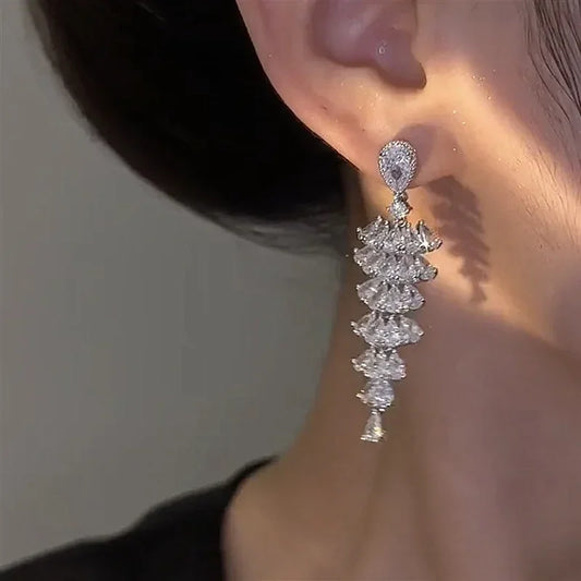 Elegant Crystal Drop Earrings for Bridal - Fashion Dangle Jewelry | Femstylo