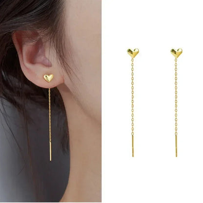 925 Silver Earring For Women Long Tassel Earrings Ear Line pendientes Fashion Zircon Star Drop Earrings